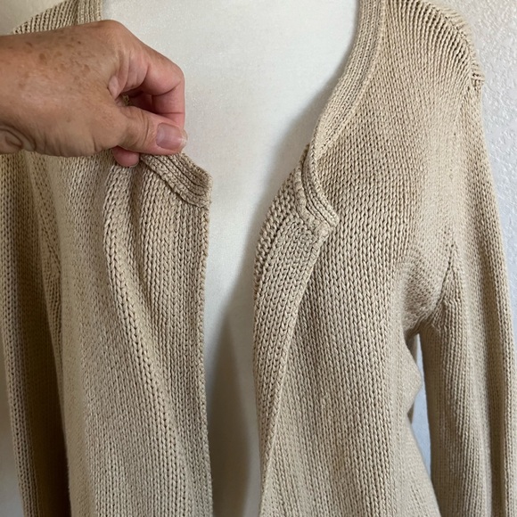 LIKE NEW Artisan NY size medium tan/beige colored open front sweater. - Picture 3 of 8